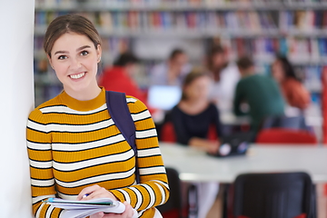 Image showing the student uses a notebook and a school library