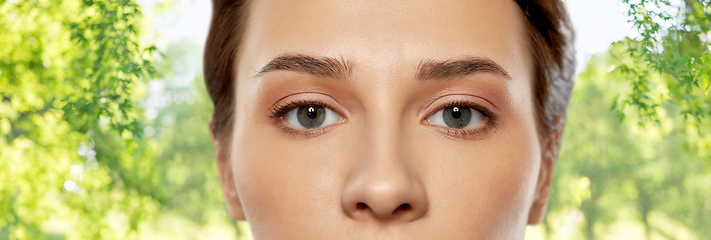 Image showing close up of beautiful young woman face and eyes