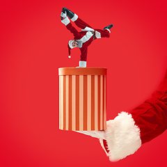 Image showing Happy Christmas Santa Claus on studio background