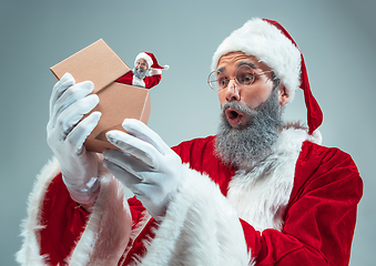 Image showing Happy Christmas Santa Claus on studio background