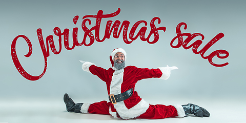 Image showing Happy Christmas Santa Claus on studio background