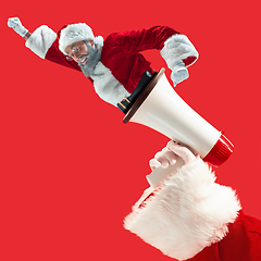 Image showing Happy Christmas Santa Claus on studio background