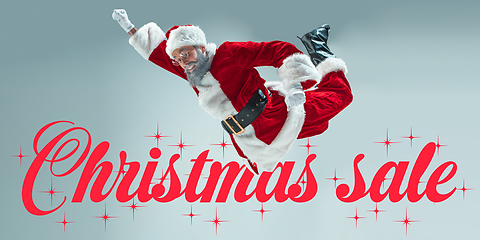 Image showing Happy Christmas Santa Claus on studio background