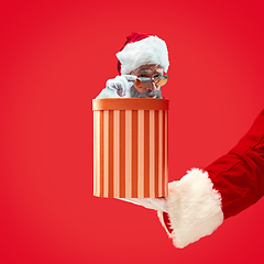 Image showing Happy Christmas Santa Claus on studio background