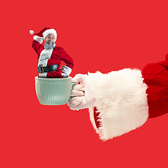 Image showing Happy Christmas Santa Claus on studio background