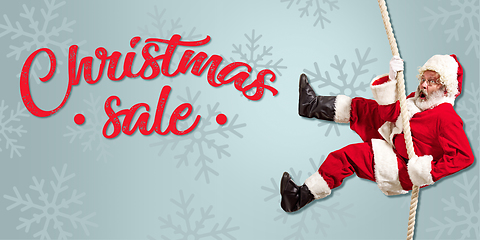 Image showing Happy Christmas Santa Claus on studio background