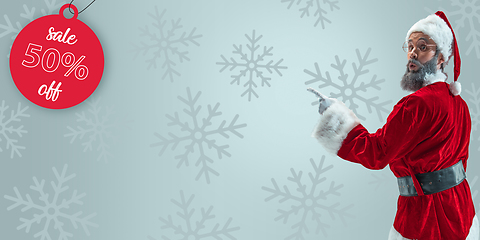 Image showing Happy Christmas Santa Claus on studio background