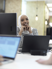 Image showing African muslim businesswoman portrait at office