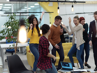 Image showing business people at office have party