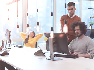 Image showing creative business people team as freelancers in modern coworking open space office