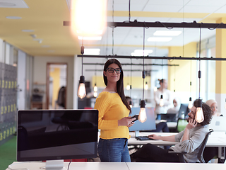 Image showing business woman portrait in open space startup coworking office