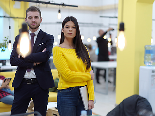 Image showing business team working together on project at modern coworking office