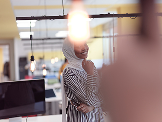 Image showing African muslim businesswoman portrait at office