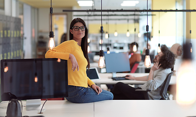 Image showing business woman portrait in open space startup coworking office