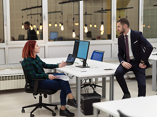 Image showing business team working together on project at modern office