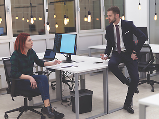 Image showing business team working together on project at modern office