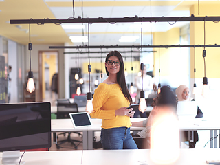 Image showing business woman portrait in open space startup coworking office