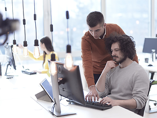 Image showing creative business people team as freelancers in modern coworking open space office