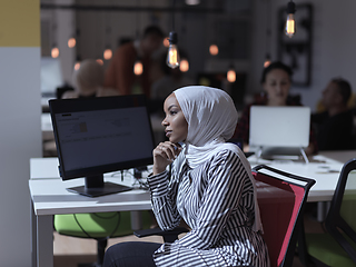 Image showing African muslim businesswoman portrait at office