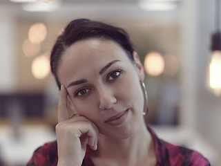 Image showing business woman portrait in open space office