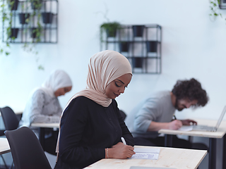 Image showing diverse business people group on business training