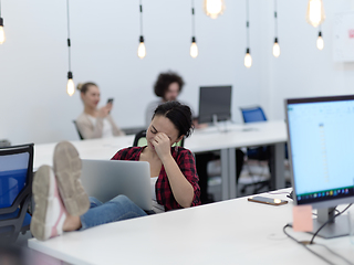 Image showing business woman portrait in open space startup coworking office