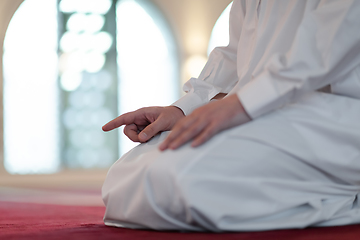 Image showing muslim prayer inside the mosque