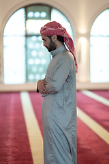 Image showing muslim prayer inside the mosque