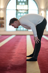 Image showing muslim prayer inside the mosque