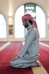 Image showing muslim prayer inside the mosque