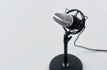 Image showing close up of microphone on white background