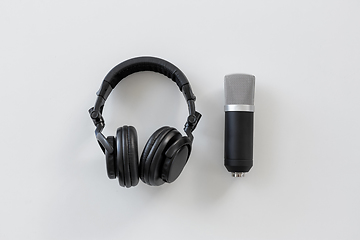 Image showing headphones and microphone on white background