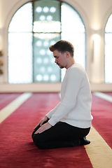 Image showing muslim prayer inside the mosque