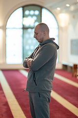 Image showing muslim prayer inside the mosque