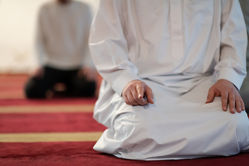 Image showing muslim prayer inside the mosque