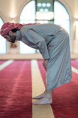 Image showing muslim prayer inside the mosque