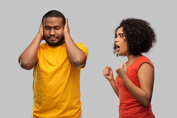 Image showing african american couple having argument