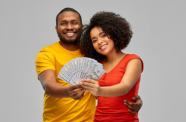 Image showing happy african american couple with dollar money