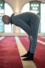 Image showing muslim prayer inside the mosque