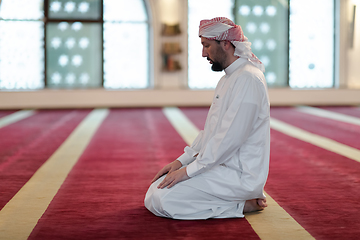 Image showing muslim prayer inside the mosque