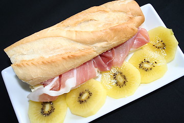 Image showing Baguette with prosciutto ham