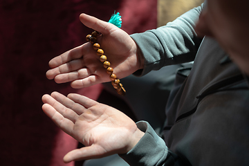 Image showing muslim prayer inside the mosque in namaz worship Allah