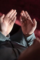 Image showing muslim prayer inside the mosque in namaz worship Allah