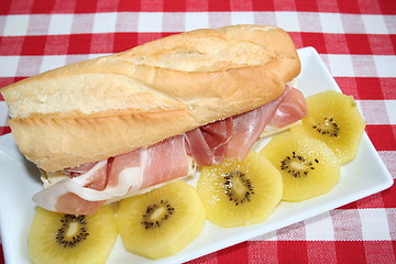 Image showing Baguette with prosciutto ham