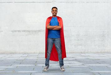 Image showing indian man in red superhero cape with arms crossed