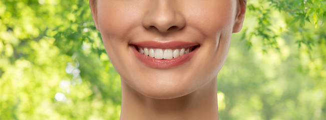 Image showing close up of beautiful young woman with white smile