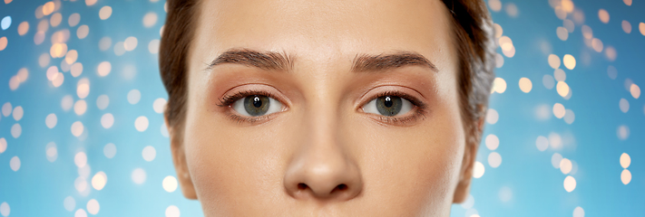 Image showing close up of beautiful young woman face and eyes