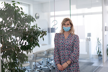 Image showing business woman portrait in medical protective mask