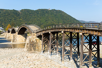 Image showing Traditional Kintai Bridge , wooden arch bridge 