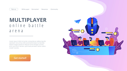 Image showing Multiplayer online battle arena concept landing page.